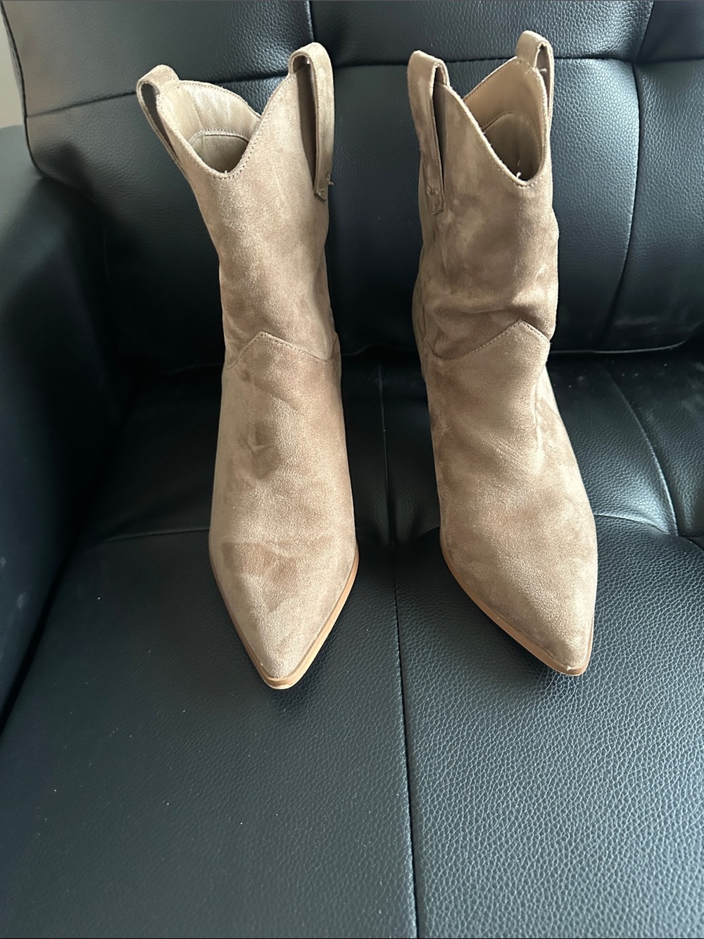Jason Wu Tan Suede Pointed-Toe Ankle Booties